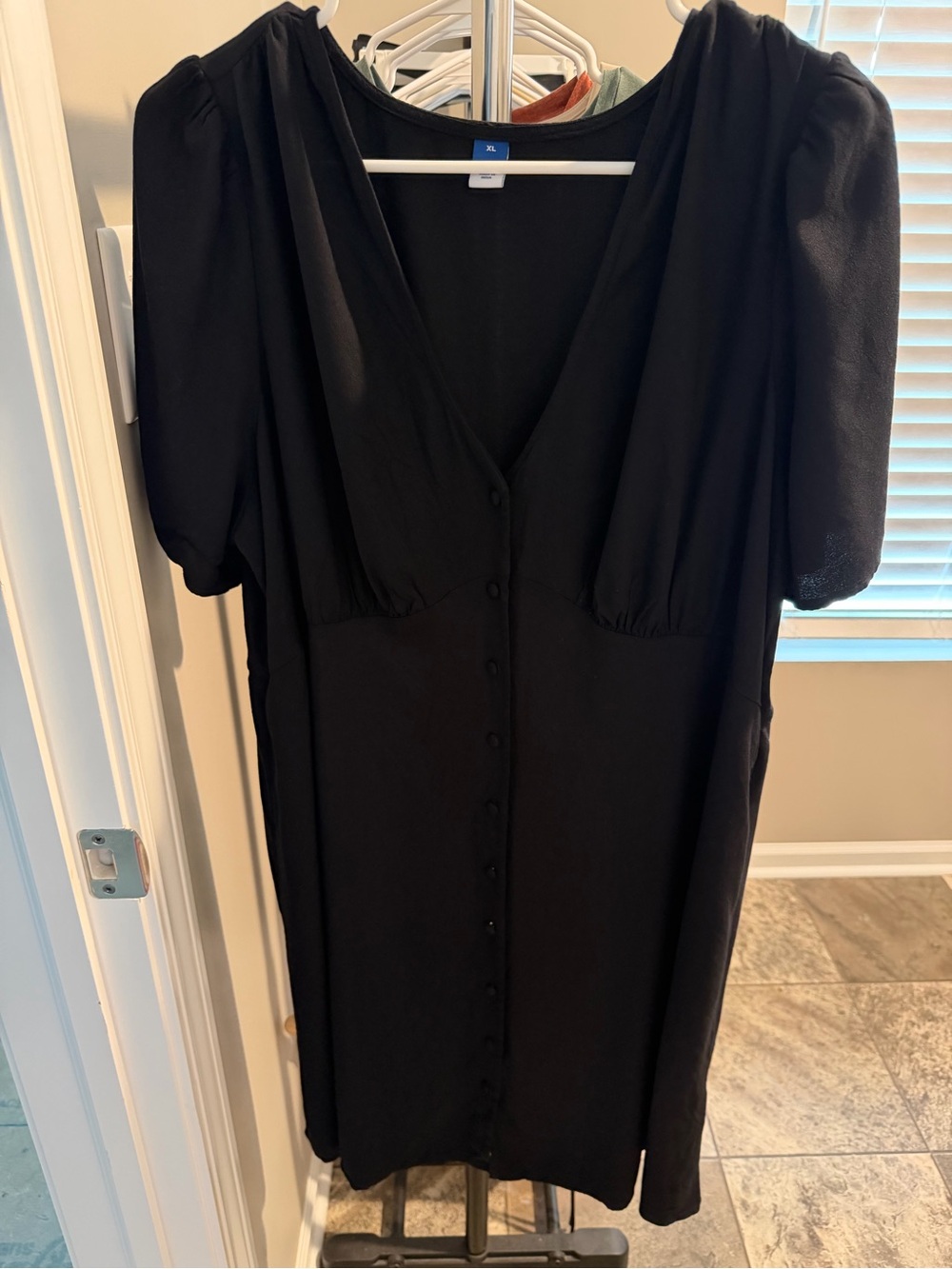 Old Navy Black Mini Dress with Button Front